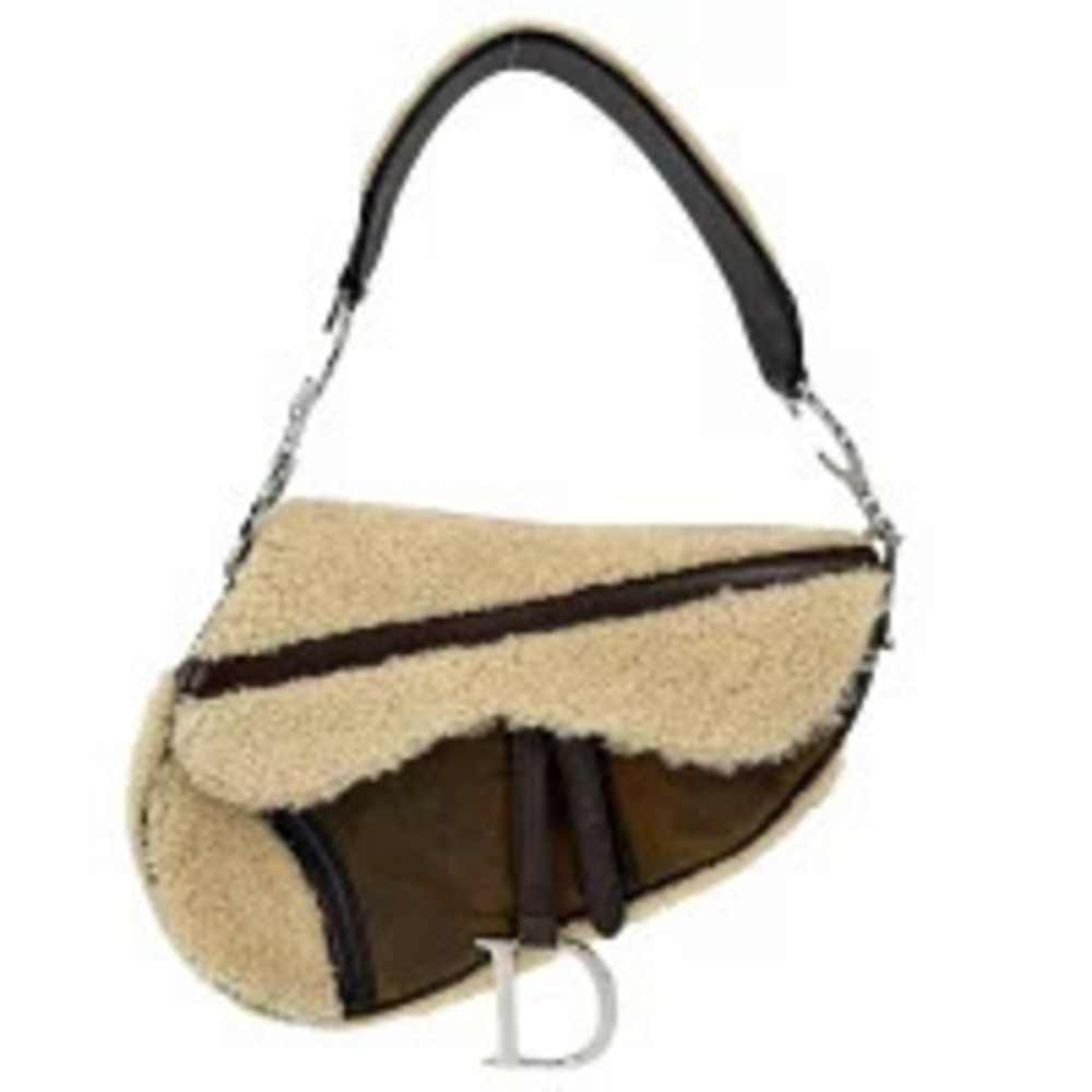 Christian Dior Saddle Bag Galliano Leather 2Way Shoulder Bag Beige Brown